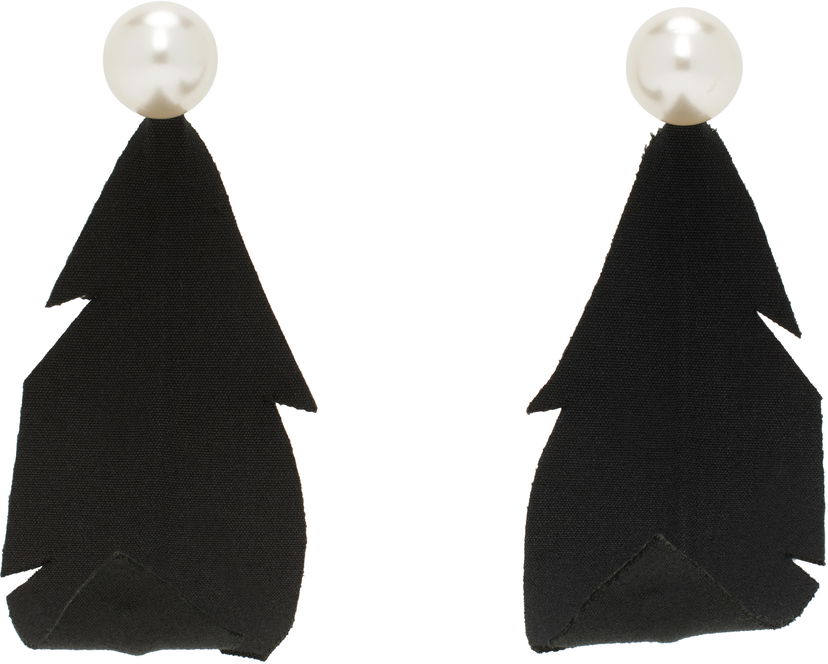 Naušnice Marni Marni Fabric Feather Earrings Crna | ORMV0560A0 T2001