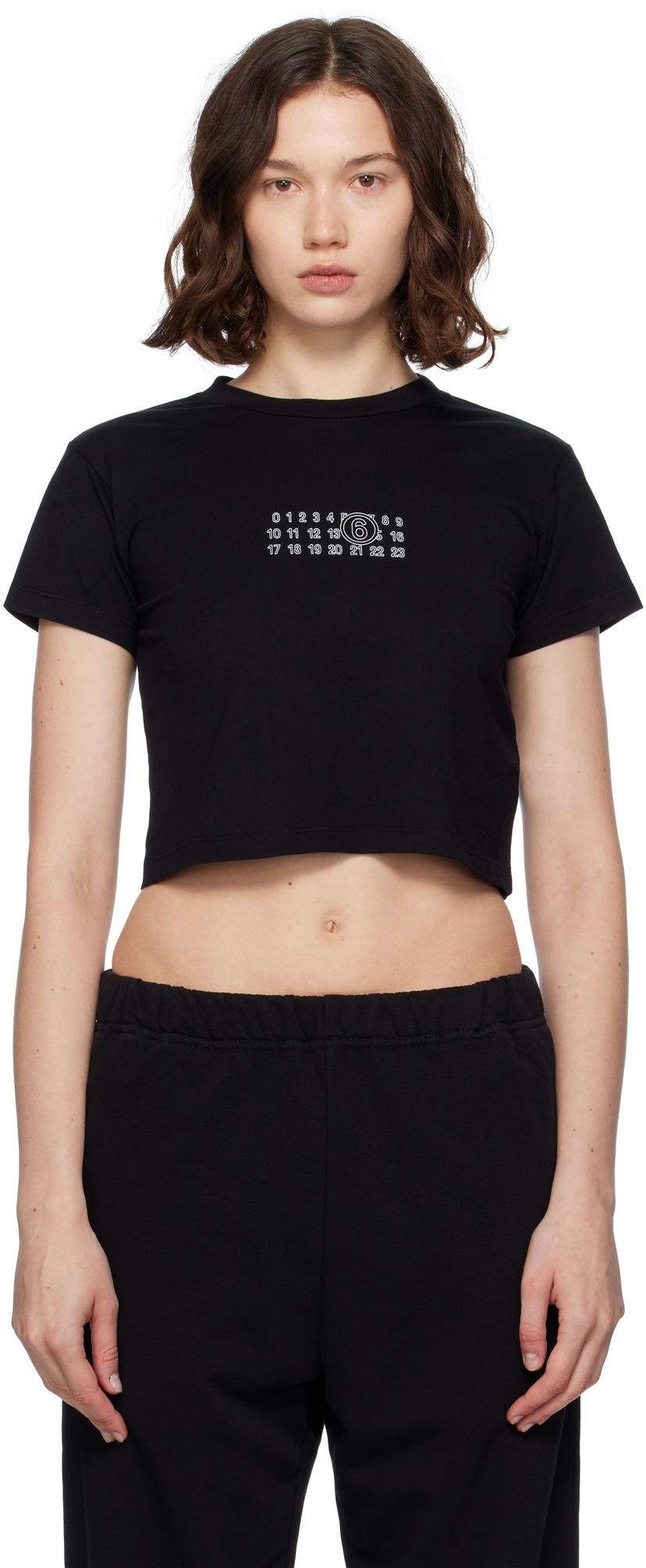 Crop top Maison Margiela MM6 Maison Margiela Cropped T-Shirt Crna | S52GC0352 S24312