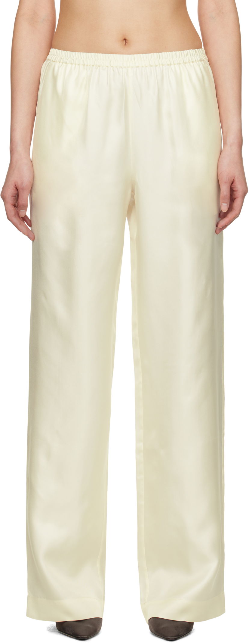 Hlače Loulou de Saison Loulou de Saison Alera Silk Straight-Leg Trousers Žuta | ALERA