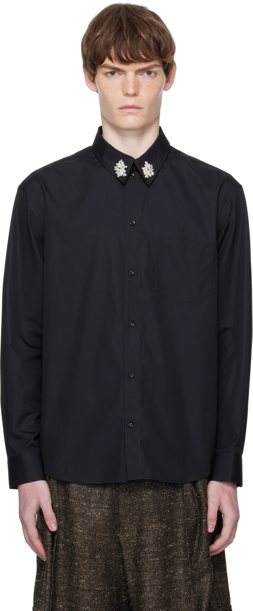 Košulja Simone Rocha Simone Rocha Beaded Flower Cluster Classic Shirt Crna | 5384B 1025