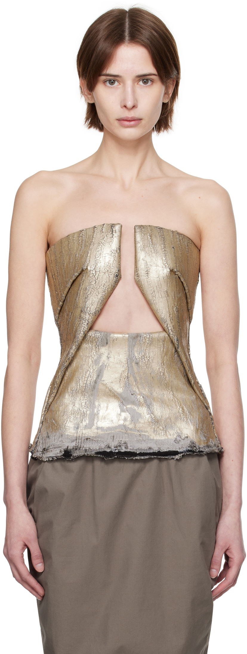 Crop top Rick Owens Rick Owens Hollywood Woven Prong Top Metalik | RP01E7130 SGMC