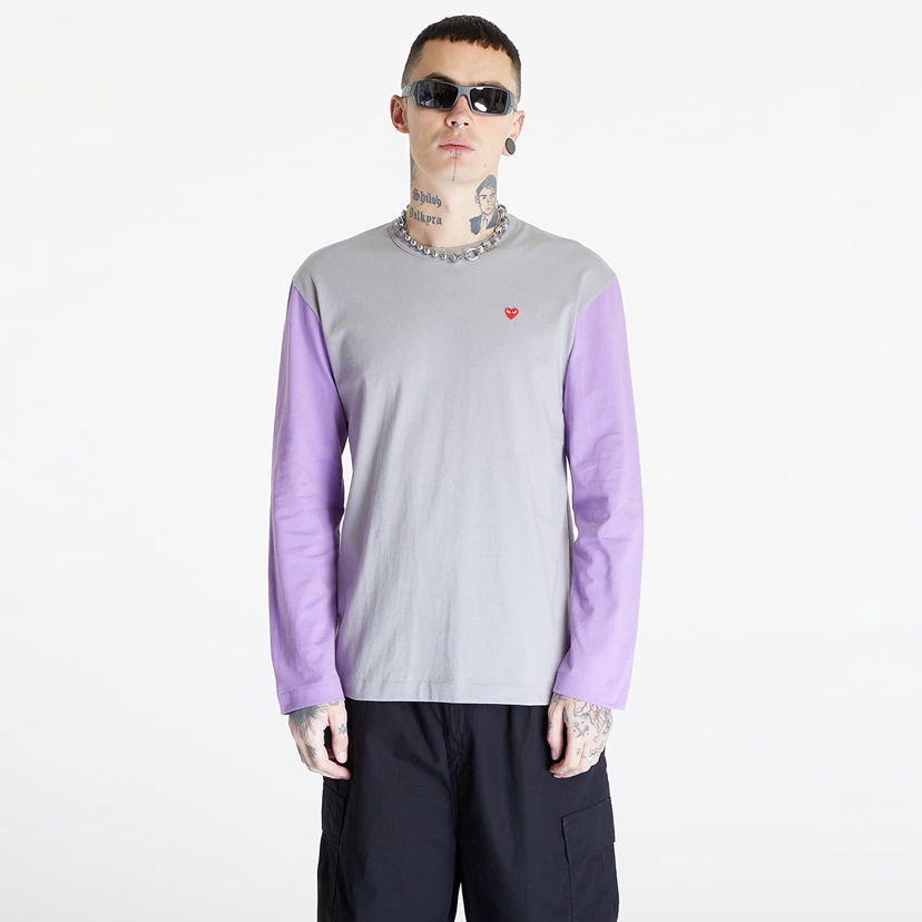 Majica kratkih rukava Comme des Garçons PLAY Heart Logo Long Sleeve Tee Siva | AZT316 gray