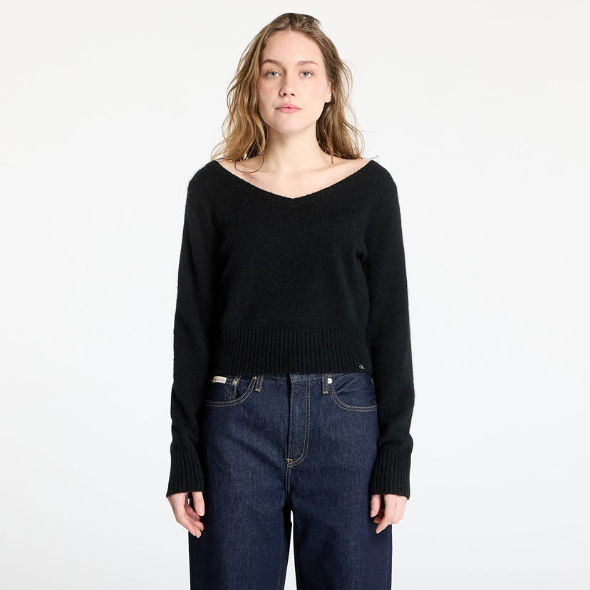 Džemper CALVIN KLEIN Calvin Klein Jeans Fluffy Yarn V-Neck Sweater Crna | J20J224801 BEH