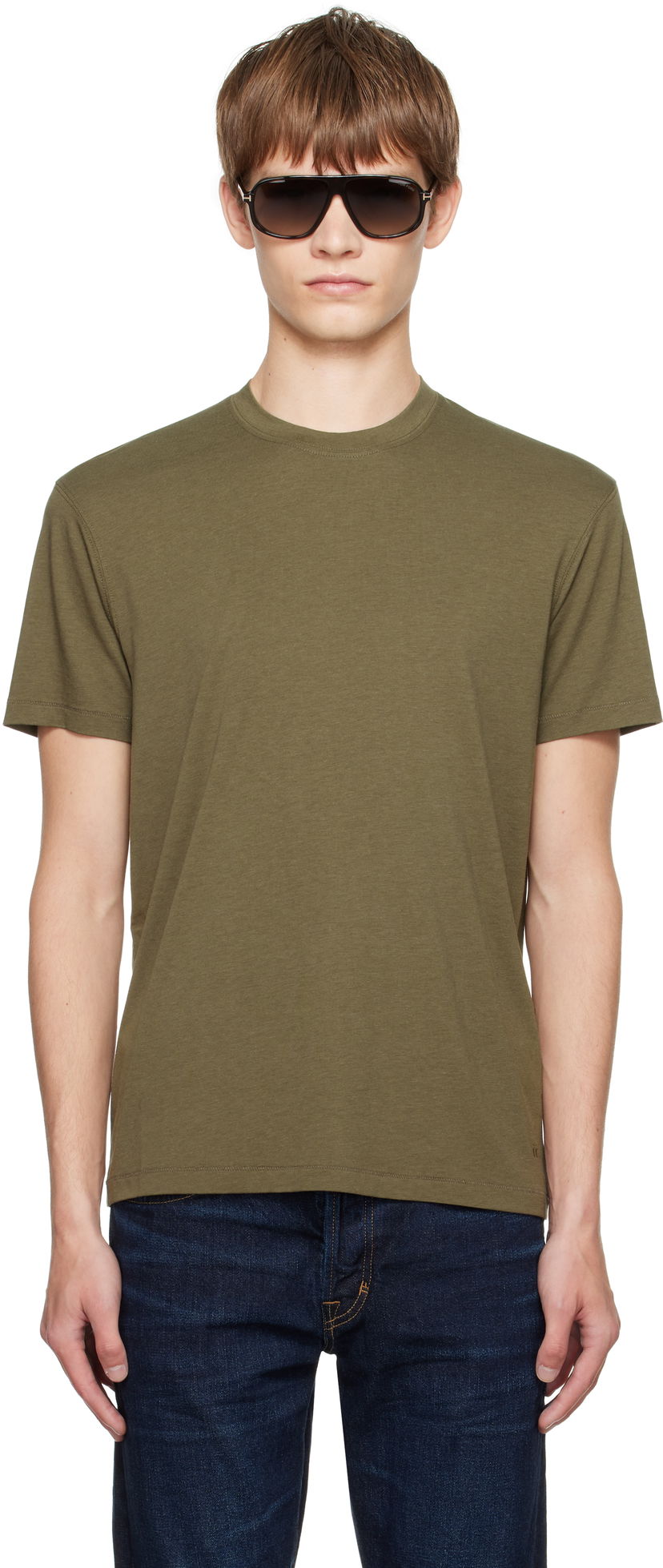 Majica kratkih rukava Tom Ford TOM FORD Lyocell Cotton Crewneck T-shirt Zelena | JCS004-JMT012