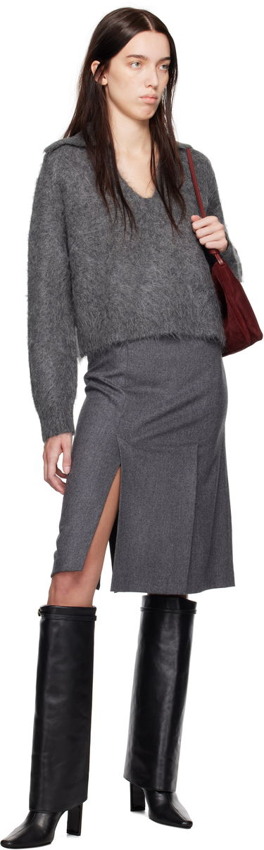 Džemper Loulou de Saison Loulou de Saison Ambrose Cropped Collared Sweater Siva | AMBROSE, 3