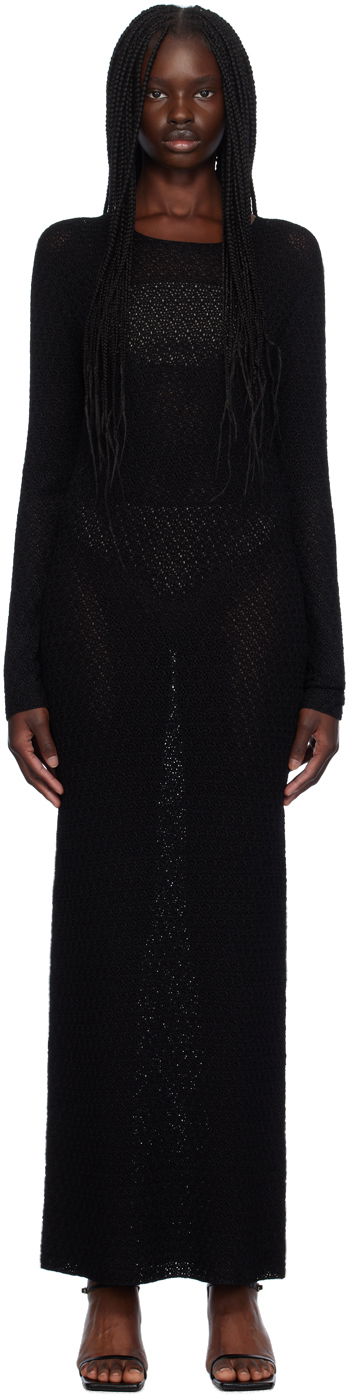 Haljina TOTEME TOTEME Long-Sleeve Maxi Dress Crna | 243-WRD0130-YA0040