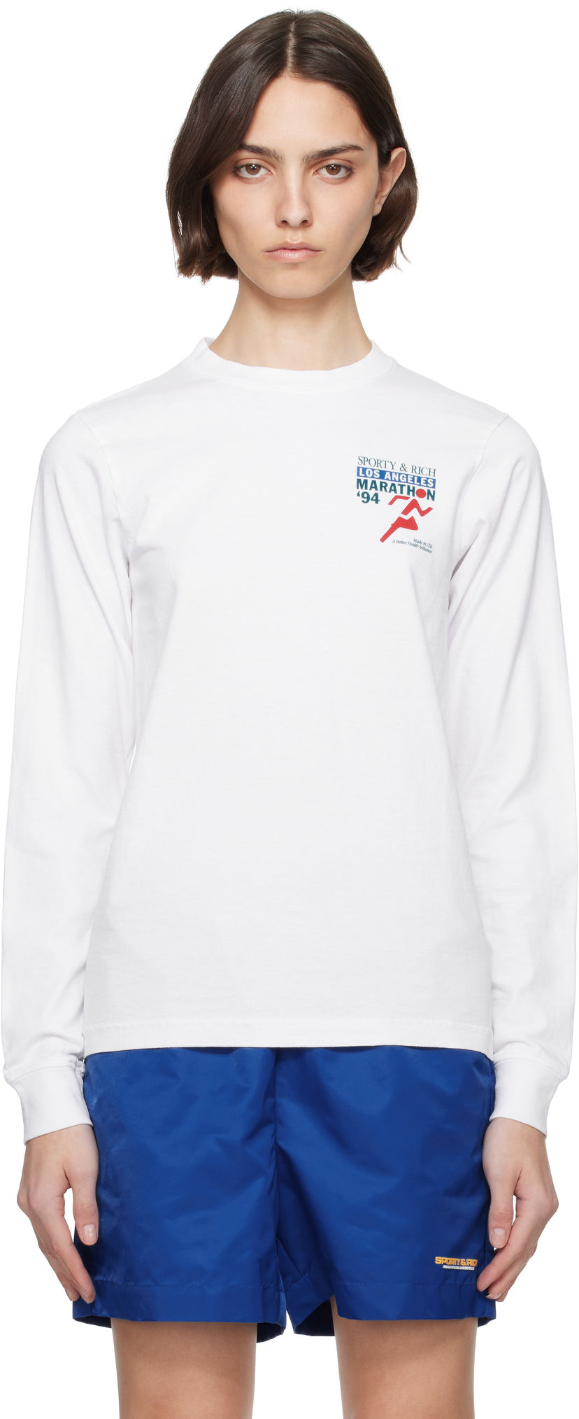 Majica kratkih rukava Sporty & Rich Sporty & Rich 'LA Marathon' Long Sleeve T-Shirt Bijela | TO059622171WH01