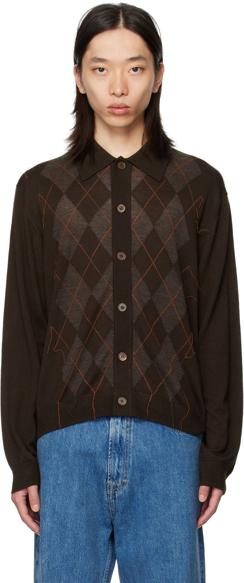 Džemper OUR LEGACY Our Legacy Evening Argyle Cardigan Smeđa | M4253EP