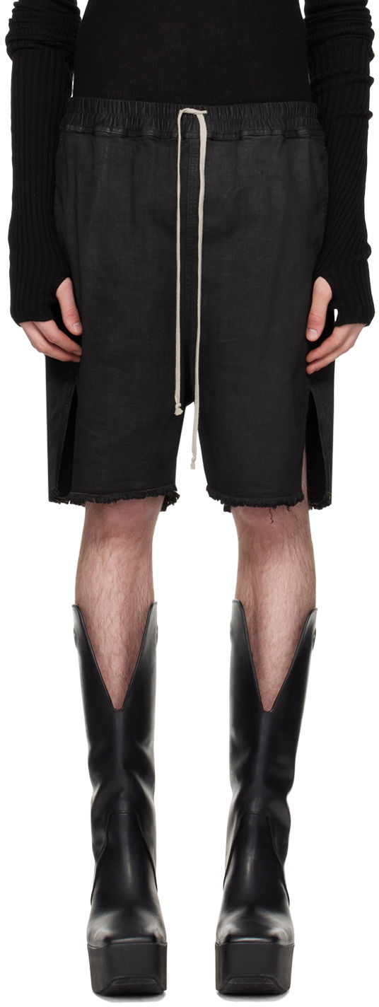 Kratke hlače Rick Owens Rick Owens Waxed Denim Shorts Crna | RR01D3310 SBW