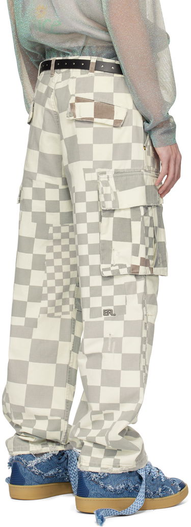 Cargo hlače ERL Checkered Print Relaxed Fit Cargo Pants Bijela | ERL08P005, 2
