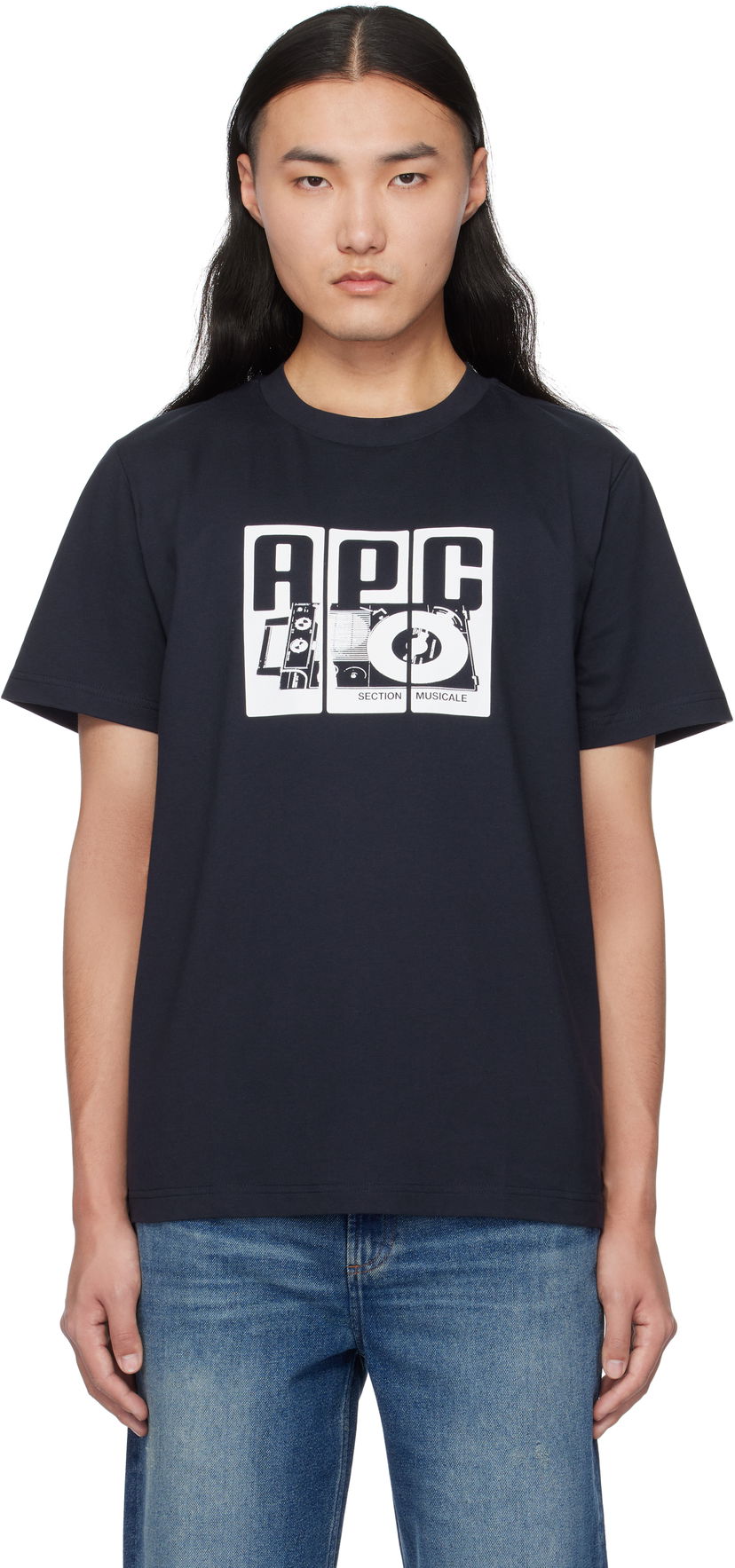 Majica kratkih rukava A.P.C. Graphic Print Cotton T-Shirt Tamnoplava | COBQX-M26485