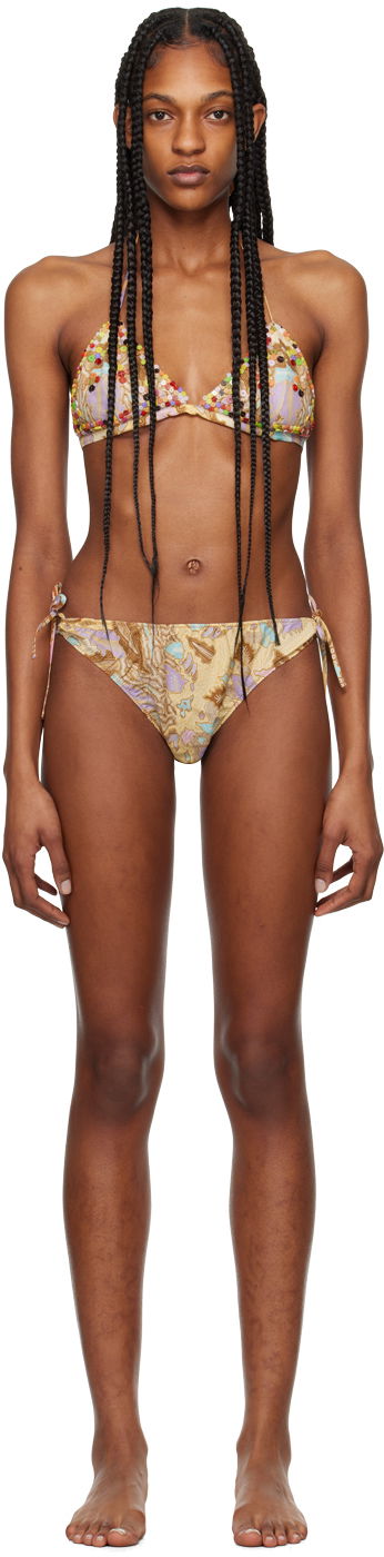 Kupaći kostimi Anna Sui Beaded Triangle Bikini Set Bež | 324A60