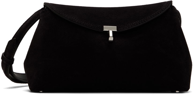 Ručna torbica TOTEME TOTEME T-Lock Suede Clutch Crna | 234-WAL944-LE0004