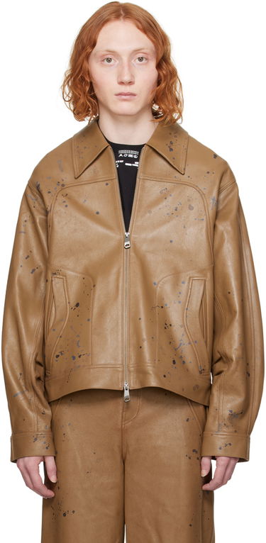 Jakna ADER ERROR Paint Splatter Cropped Leather Jacket Smeđa | BN01SSJK0101BR, 0
