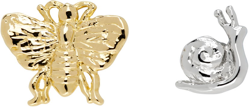 Pin Chopova Lowena Chopova Lowena Best Bugs Moth & Snail Stud Earrings Metalik | 6578