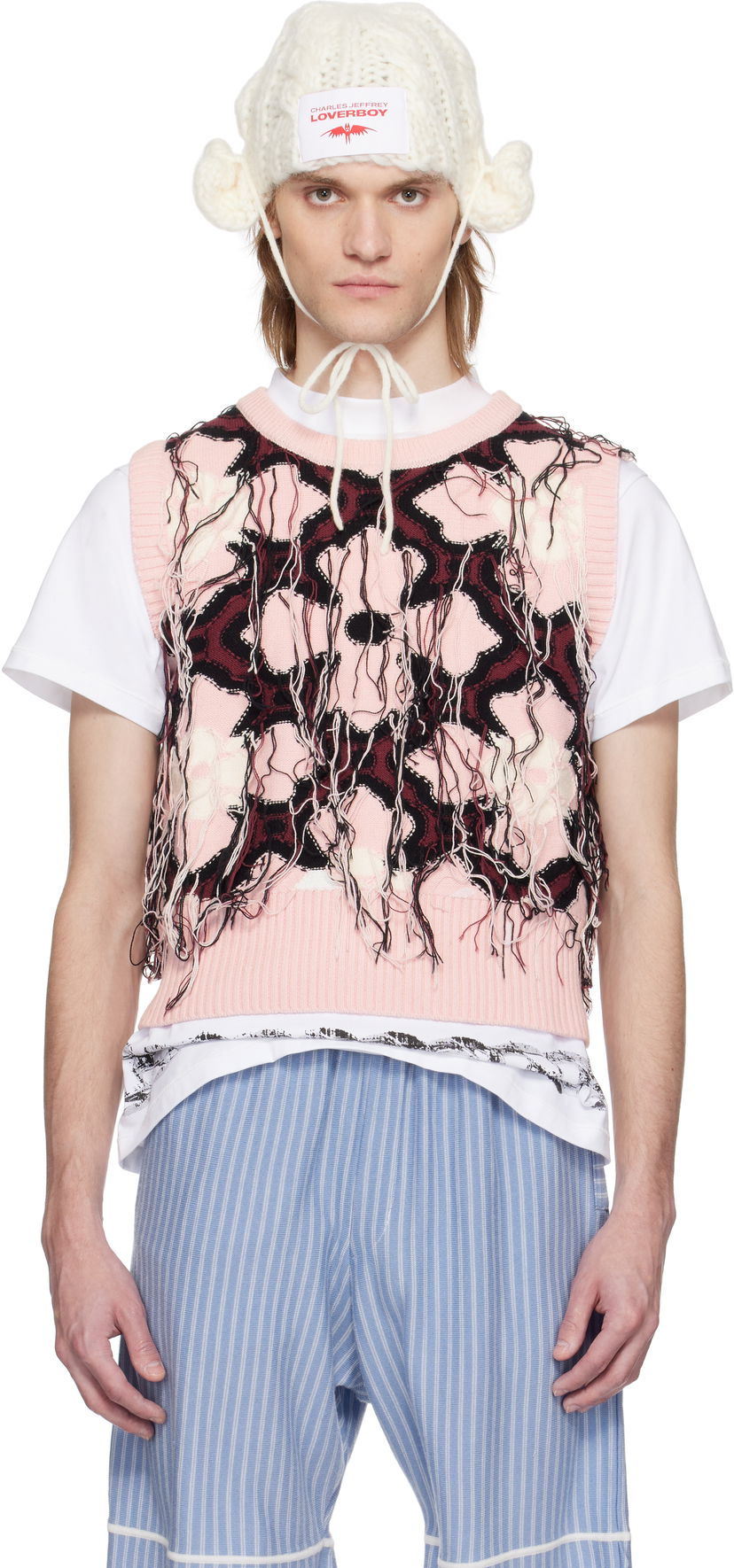 Džemper Charles Jeffrey Loverboy Charles Jeffrey Loverboy Fringed Knit Vest Ružičasta | 54090601