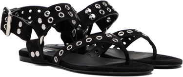 Tenisice i cipele Alaïa ALAÏA Suede Calfskin Thong Sandals Crna | AA3S134CK177, 3