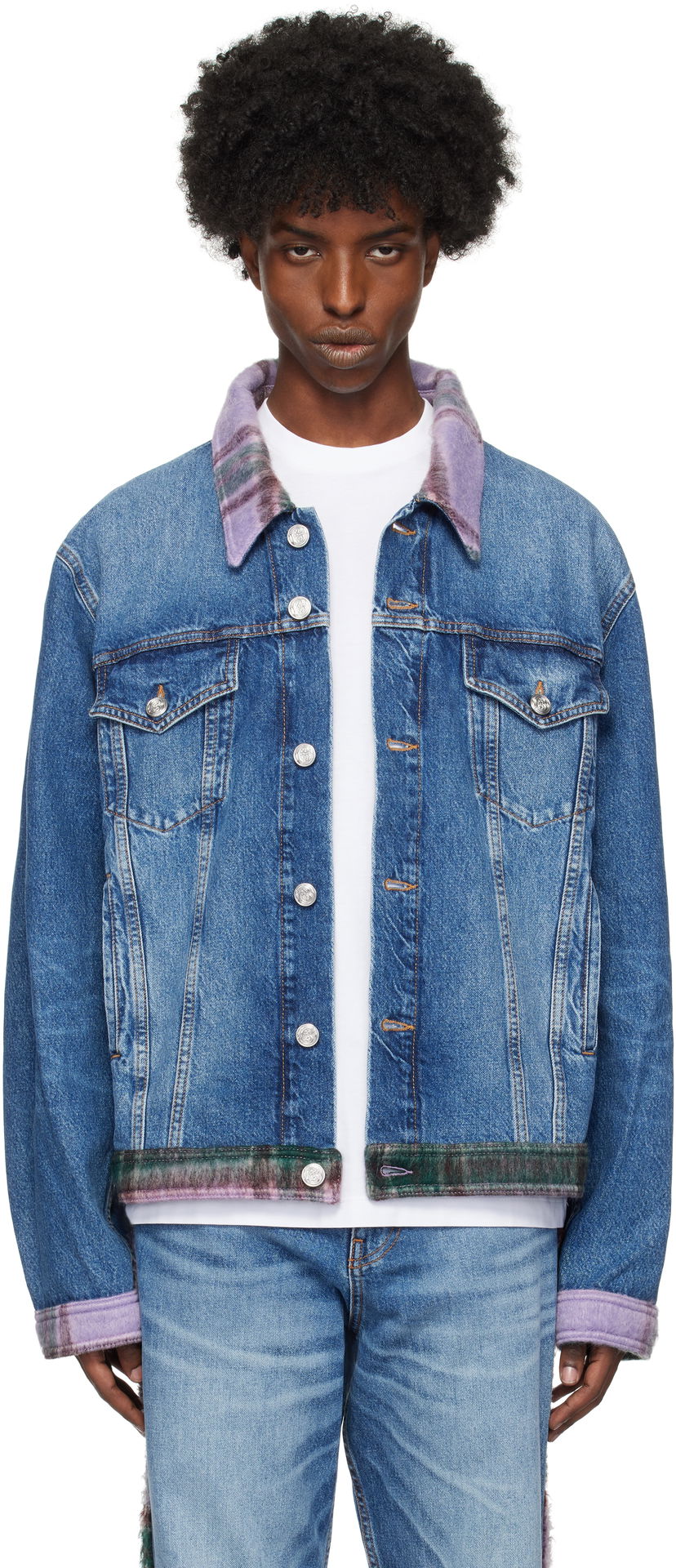 Jakna Bluemarble Tartan Denim Jacket Plava | JA52 DE11B24 BLU