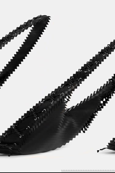 Ručna torbica GANNI Hobo Bag Medium Laces Crna | A7295, 1