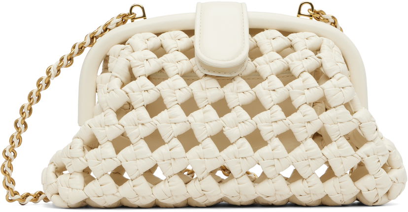Ručna torbica Bottega Veneta Bottega Veneta Small Lauren Woven Leather Bag Bijela | 832888 V5N30