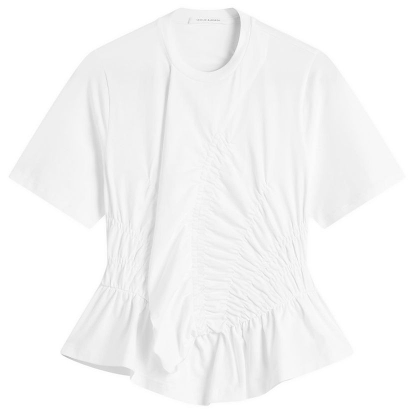 Majica kratkih rukava Cecilie Bahnsen Ace Ruched Peplum T-Shirt Bijela | 325RTW19002