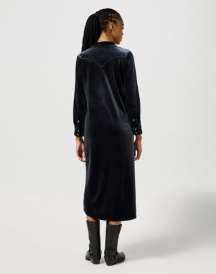 Haljina Wrangler Wrangler Western Velvet Shirt Dress Crna | 112356506:XXL