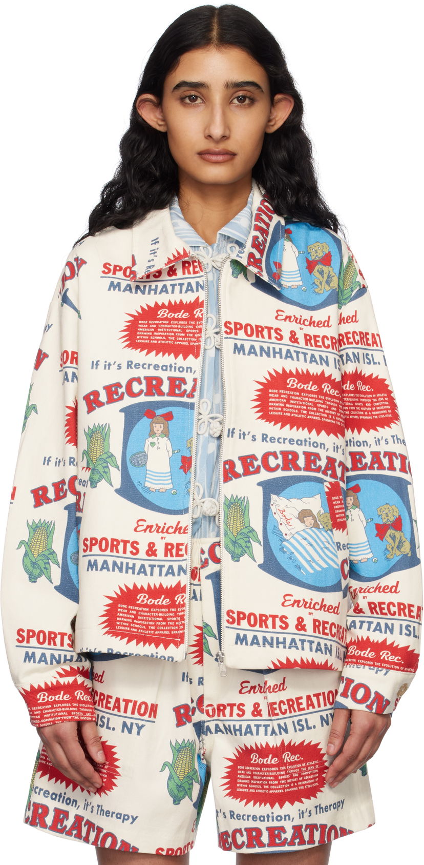 Jakna Bode Bode Enrichment Printed Jacket Bijela | MRS25JA015