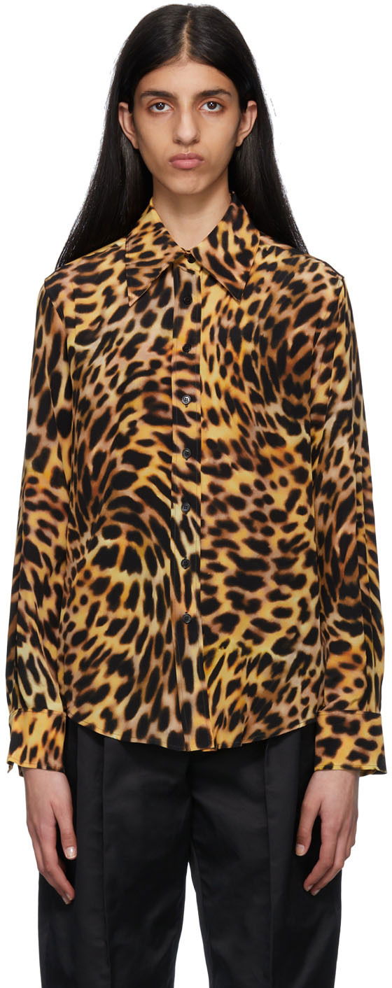 Košulja Stella McCartney Stella McCartney Leopard Print Silk Shirt Žuta | 6200163AS200