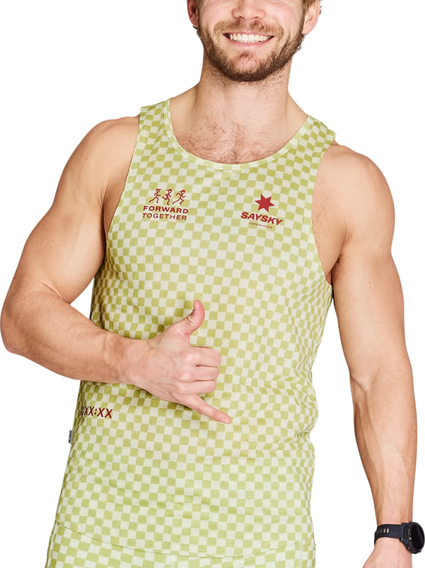 Majica bez rukava Saysky Saysky Checker Combat Singlet Zelena | nmrsi31c1034