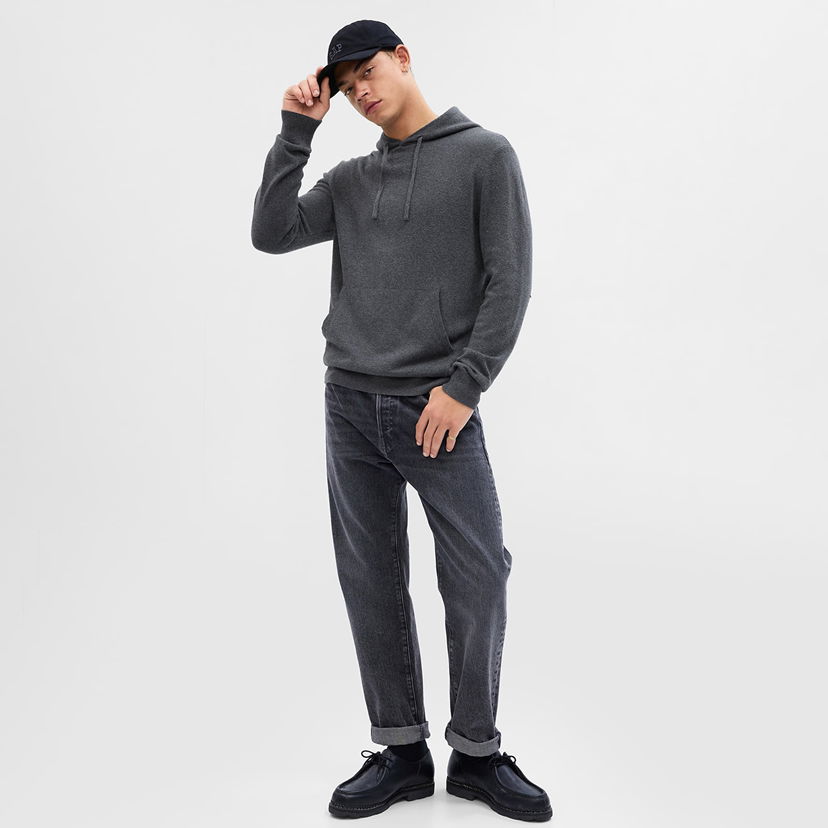 Dukserice GAP Cashsoft Hoodie Charcoal Heather Siva | 774229-01