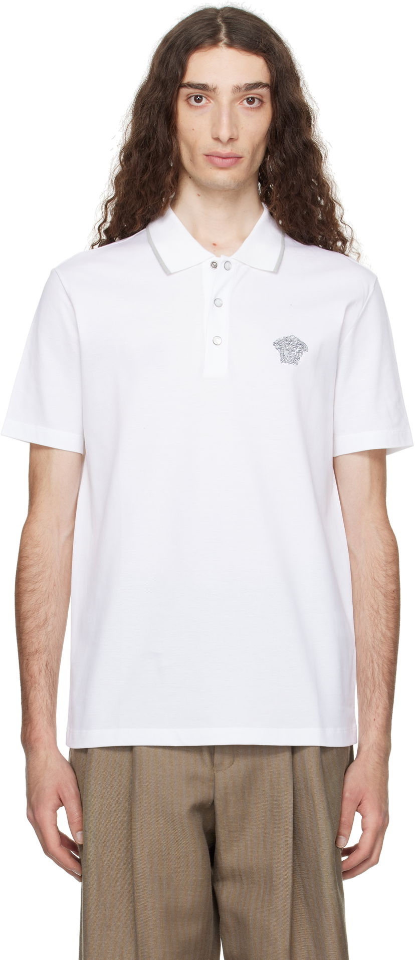 Polo majica Versace Versace Embroidered Polo Bijela | 1013906_1A14975