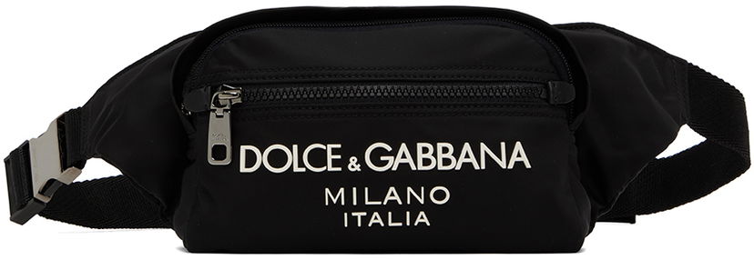 Torba oko struka Dolce & Gabbana Black Rubberized Pouch Crna | BM2218AG182