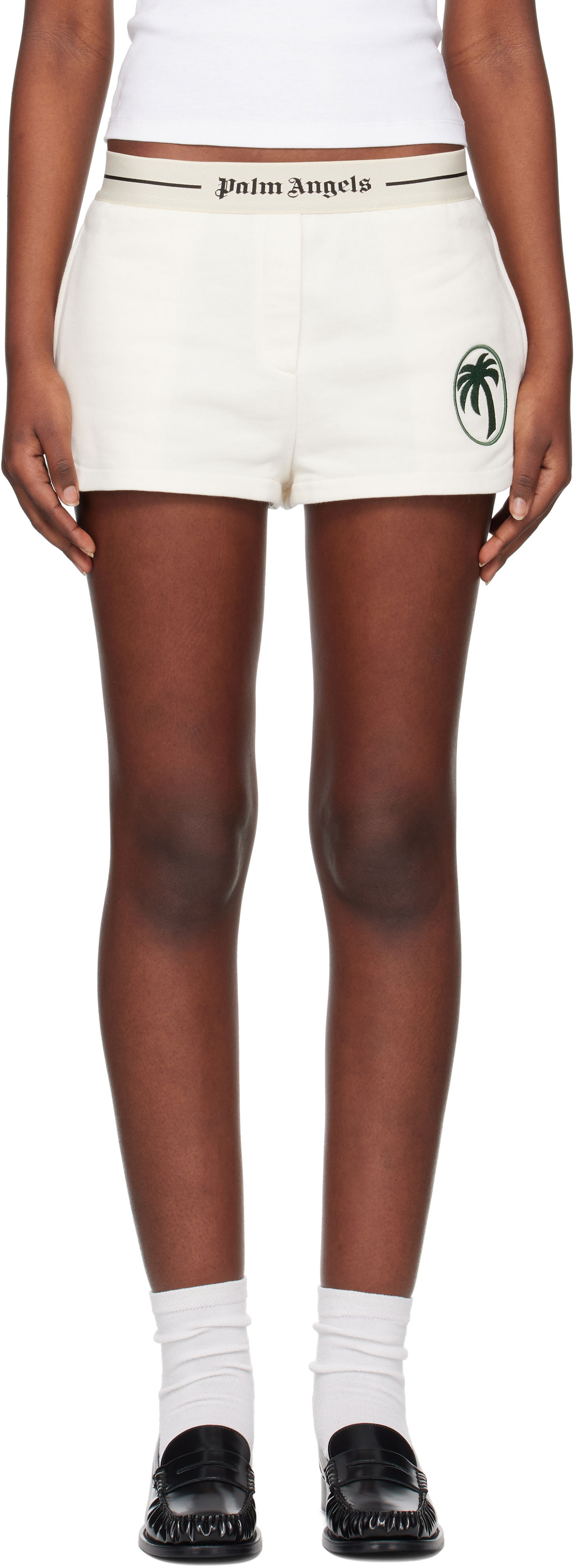 Kratke hlače Palm Angels Palm Angels Oval Palm Sweat Shorts Bijela | PWCI014S25FLE0010357, 0