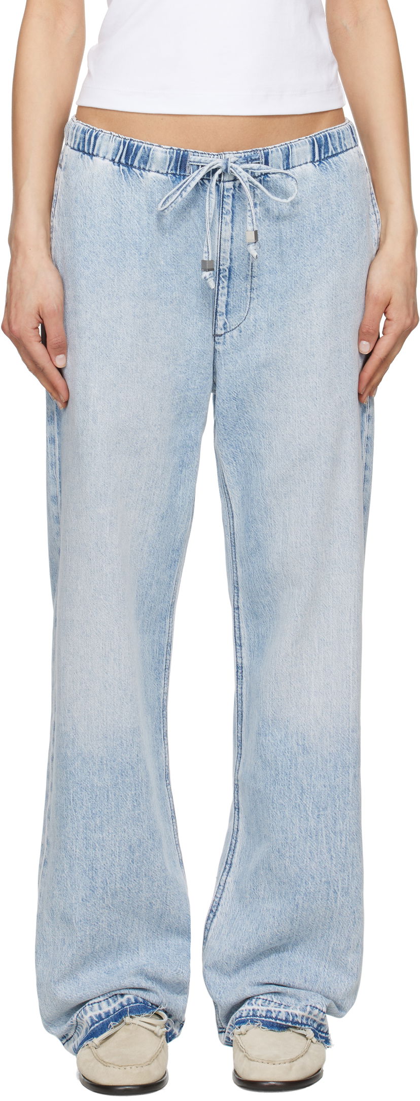 Jeans rag & bone rag & bone Logan Ultra Featherweight Wide-Leg Jeans Plava | WDD25S7009UFKI