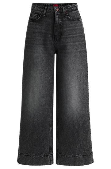 Jeans BOSS Wide-Leg Rigid Denim Jeans Crna | 50530309