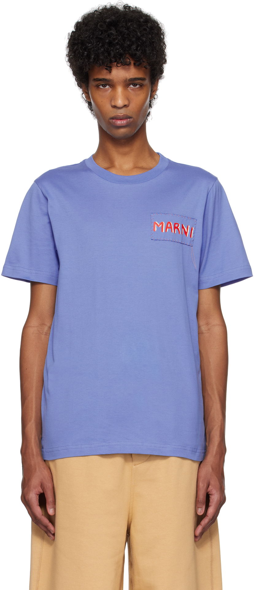 Majica kratkih rukava Marni Marni Logo Patch T-Shirt Ljubičasta | HUMU0198X0 UTC446