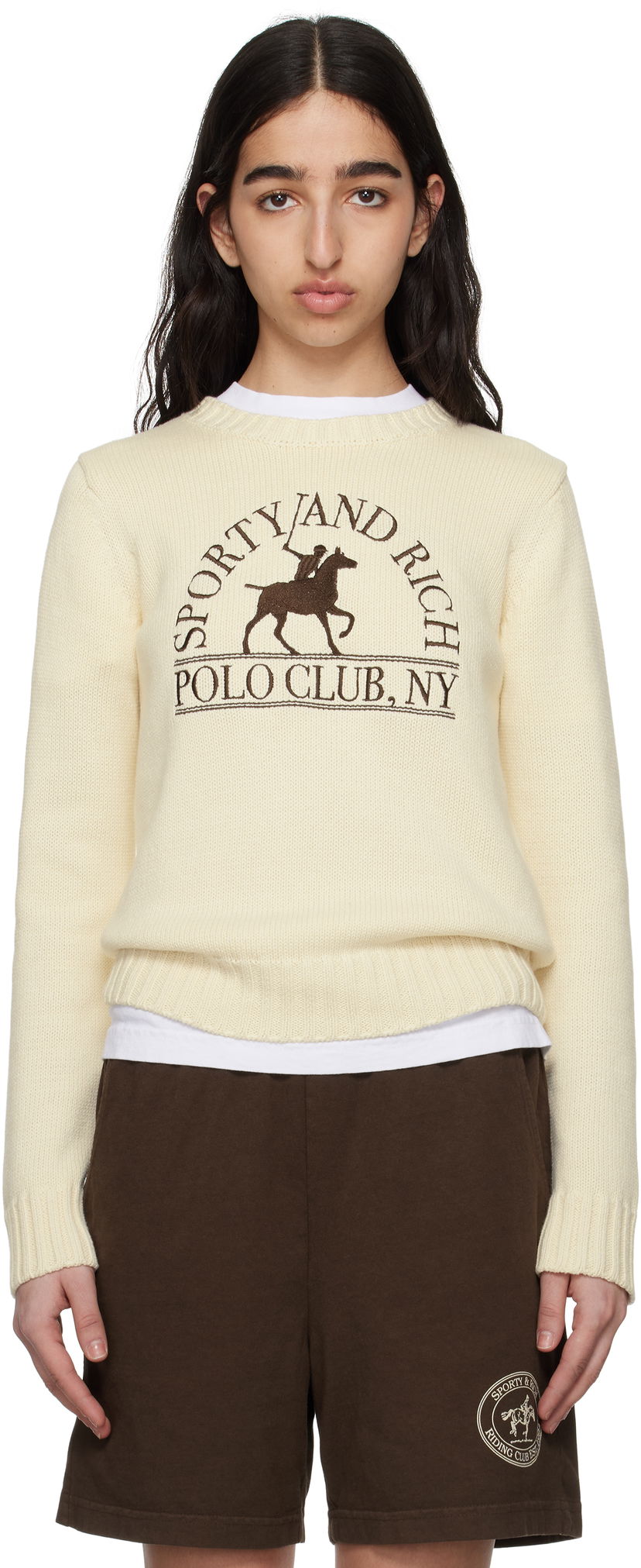 Džemper Sporty & Rich Sporty & Rich 'Polo Club' Knitted Sweater Bež | WS065612252CR01