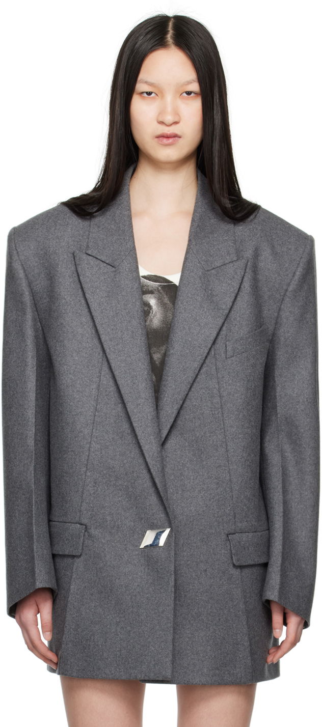 Kaputi The Attico Attico Peaked Lapel Blazer Siva | 248WCG65 W055