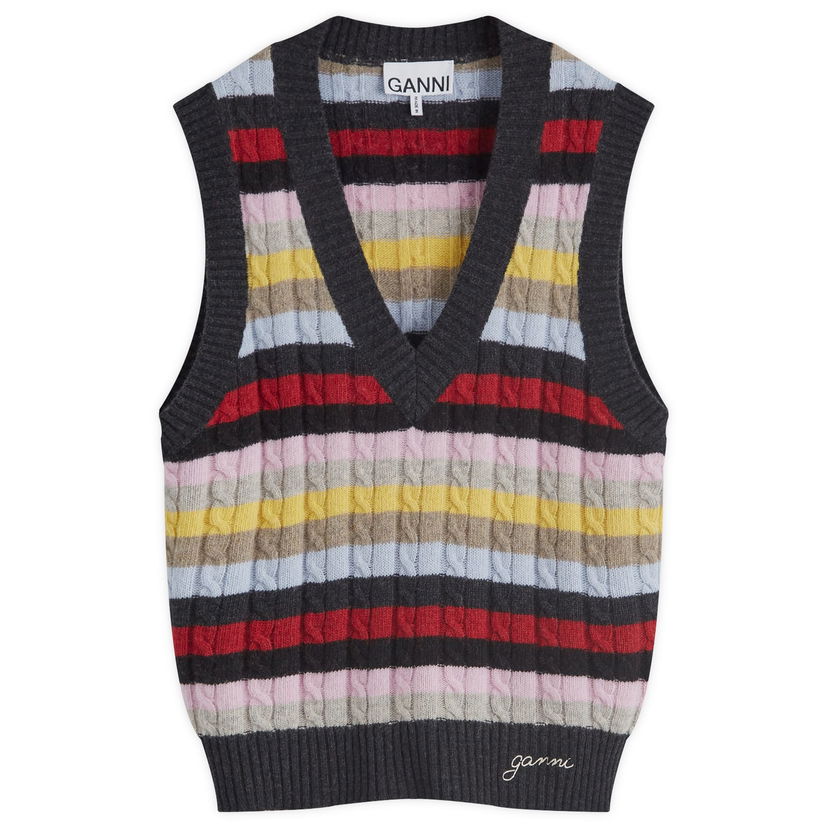 Džemper GANNI Logo Wool Mix Vest Višebojno | K2286-MULTI