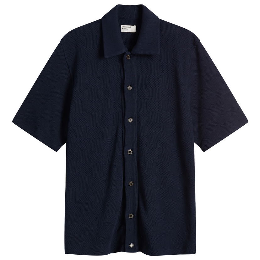 Košulja Universal Works Universal Works Checkerboard Button Through Polo Shirt, Large Tamnoplava | 32415-BRN