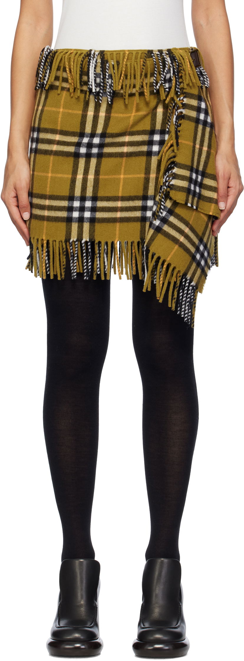 Suknja Burberry Check Wool Cashmere Scarf Mini Skirt Smeđa | 8099716
