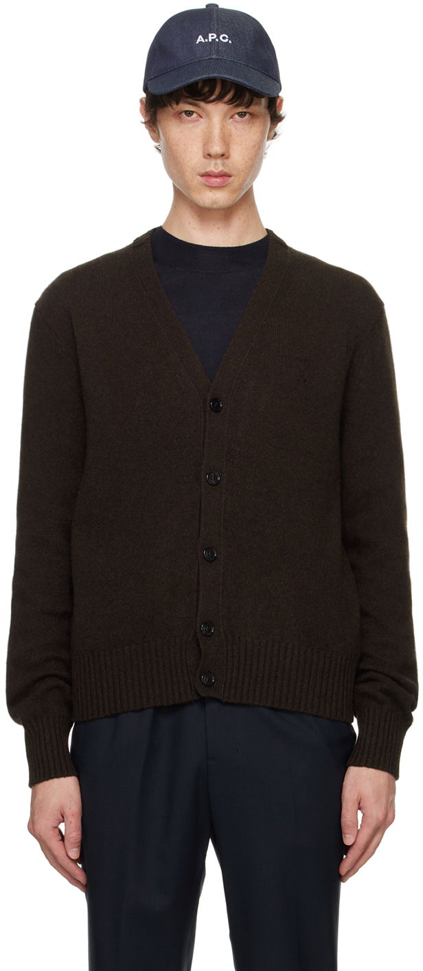 Džemper AMI Paris Brown Cashmere De Cœur Cardigan Smeđa | HKC157.005