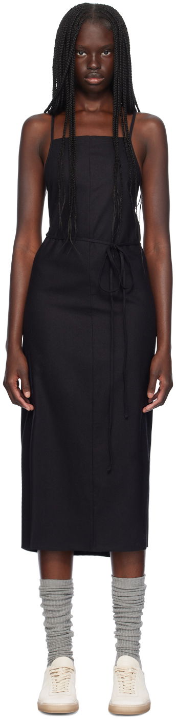 Haljina Baserange Yumi Apron Midi Dress Crna | DRYU-WS-000