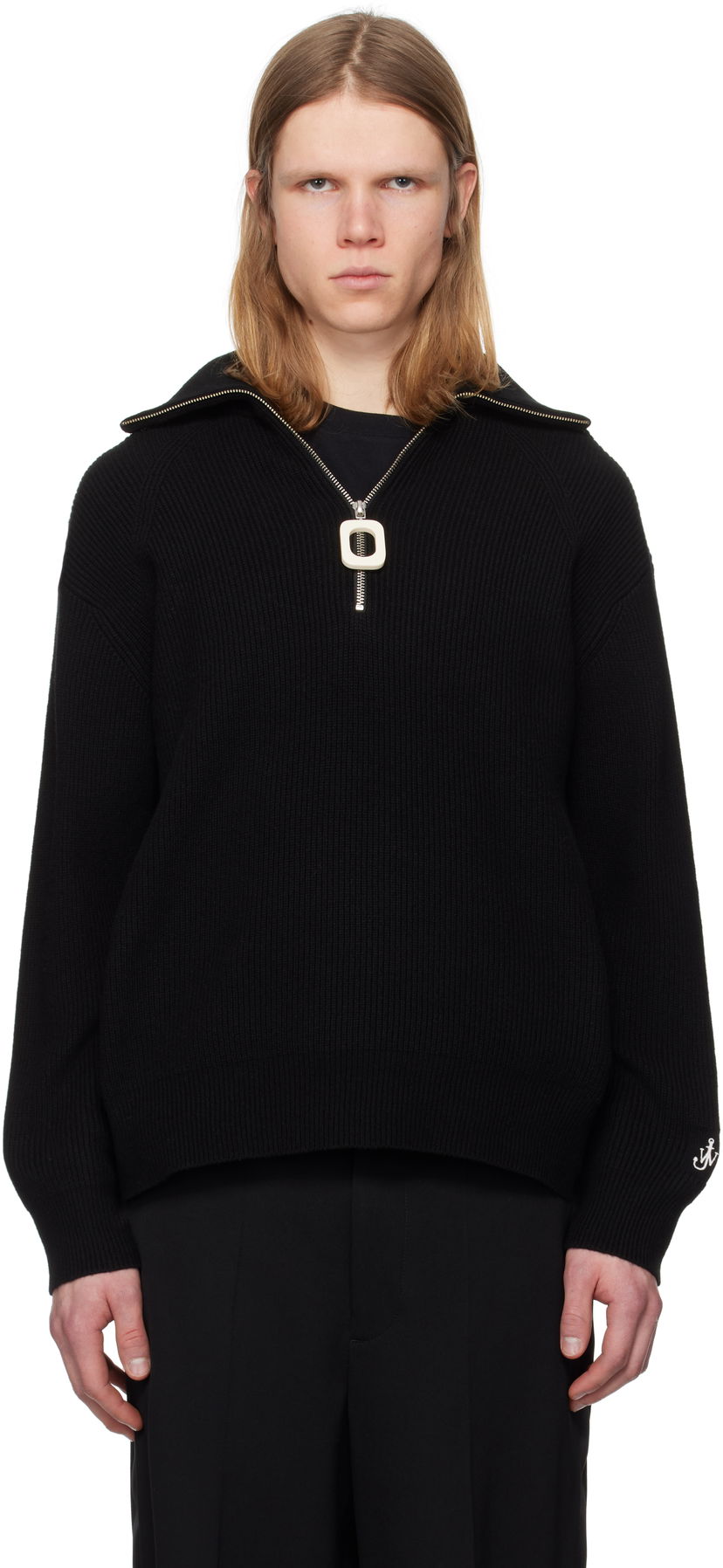Džemper JW Anderson JW Anderson Half-Zip Knit Sweater Crna | KW1285-YN0372