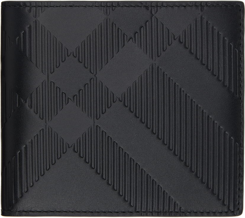 Novčanik Burberry Embossed Check Bifold Coin Wallet Crna | 8103992