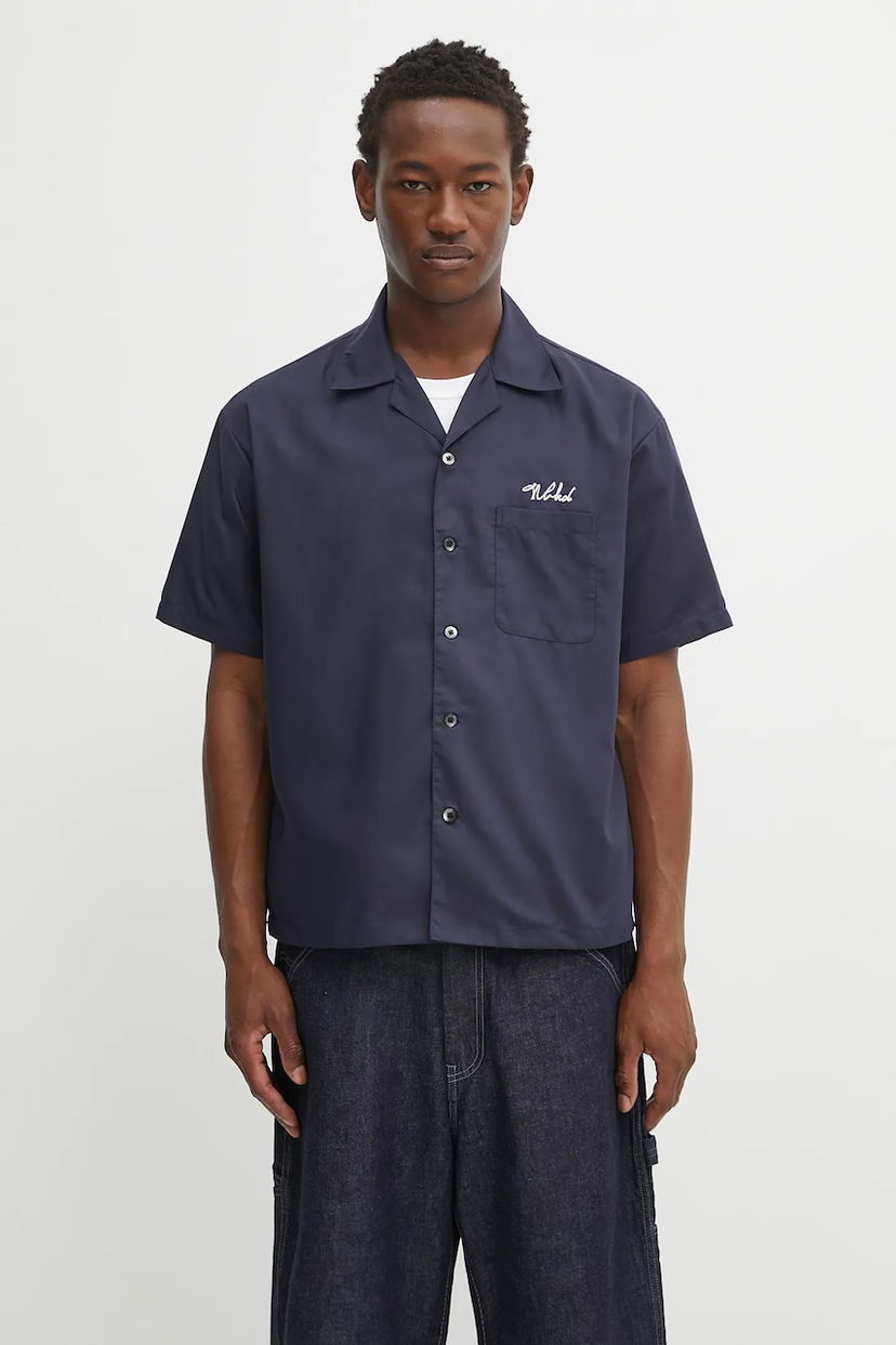 Košulja Neighborhood NEIGHBORHOOD Solid-Color Hawaiian Shirt Tamnoplava | 251TSNH.SHM07