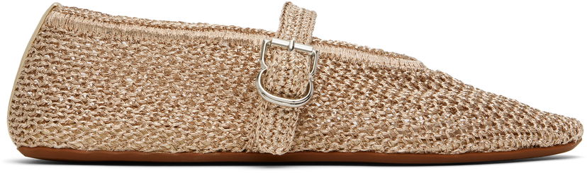 Haljina Alaïa ALAÏA Open Knit Ballerina Flats Bež | AA3A029TK047
