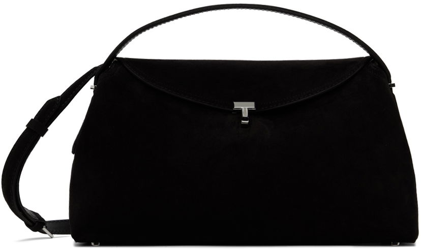Ručna torbica TOTEME TOTEME T-Lock Top Handle Suede Shoulder Bag Crna | 234-WAL961-LE0004