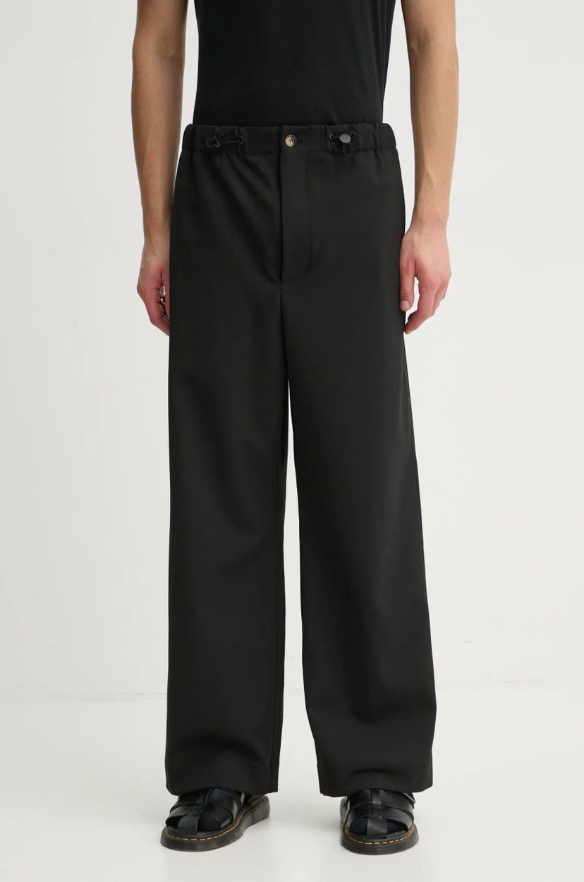Hlače Nanushka Wide Leg Wool Blend Trousers Crna | NM24FWPA24599