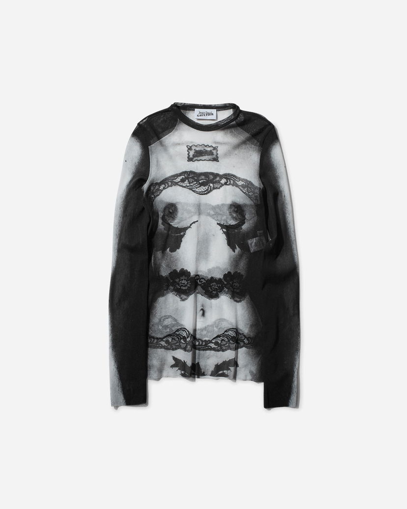 Majica kratkih rukava Jean Paul Gaultier Lace Marinière Top Crna | 2431FTO228-T564 000201